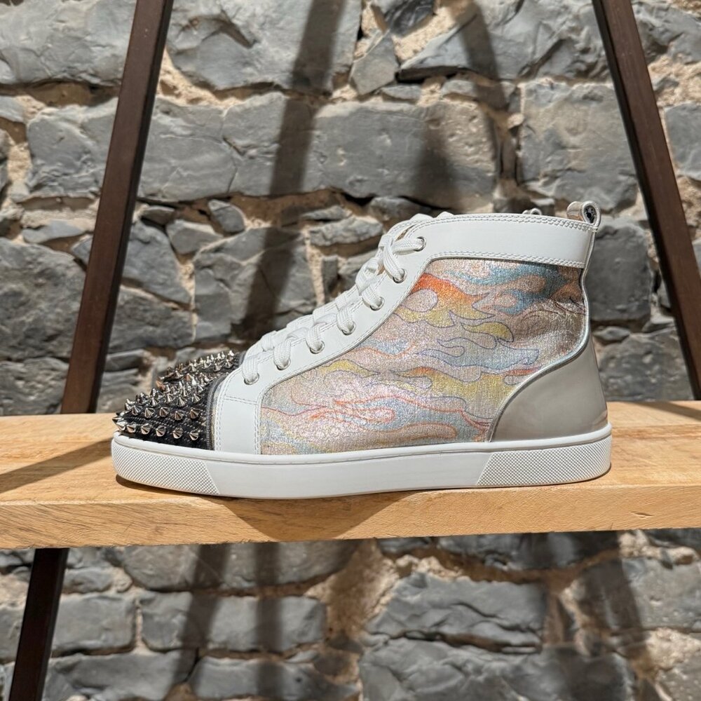 Christian Louboutin Lou Spikes Flame Lurex High-top Sneakers - Picture 7 of 15